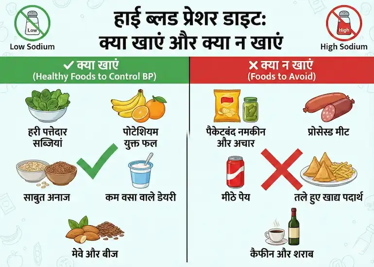उच्च रक्तचाप को नियंत्रित करने के लिए ताजे फल, हरी सब्जियां और पोटेशियम युक्त आहार