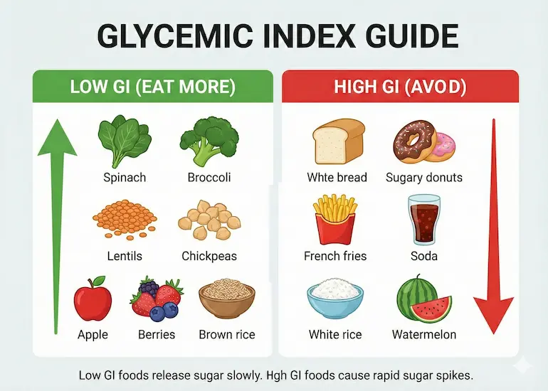 low gi and high gi food list for sugar patient in hindi