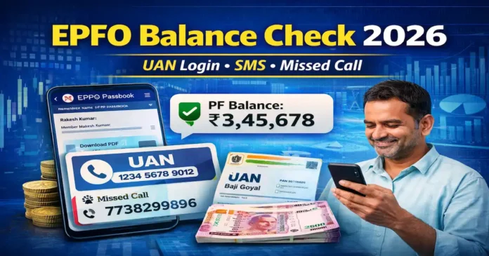 EPFO Balance Check 2026: मोबाइल से पीएफ बैलेंस चेक करने के 4 आसान तरीके (UAN, SMS, Missed Call)
