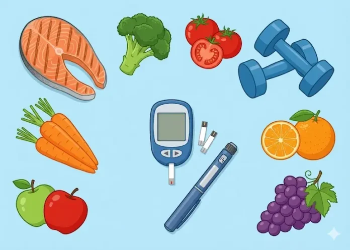 iabetes-ke-lakshan-aur-bachav-featured-image-healthy-diet-and-exercise