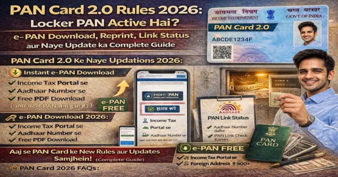 PAN Card 2.0 Rules 2026: इनकम टैक्स विभाग के नए नियम, फ्री e-PAN डाउनलोड और आधार-पैन लिंकिंग स्टेटस की पूरी जानकारी